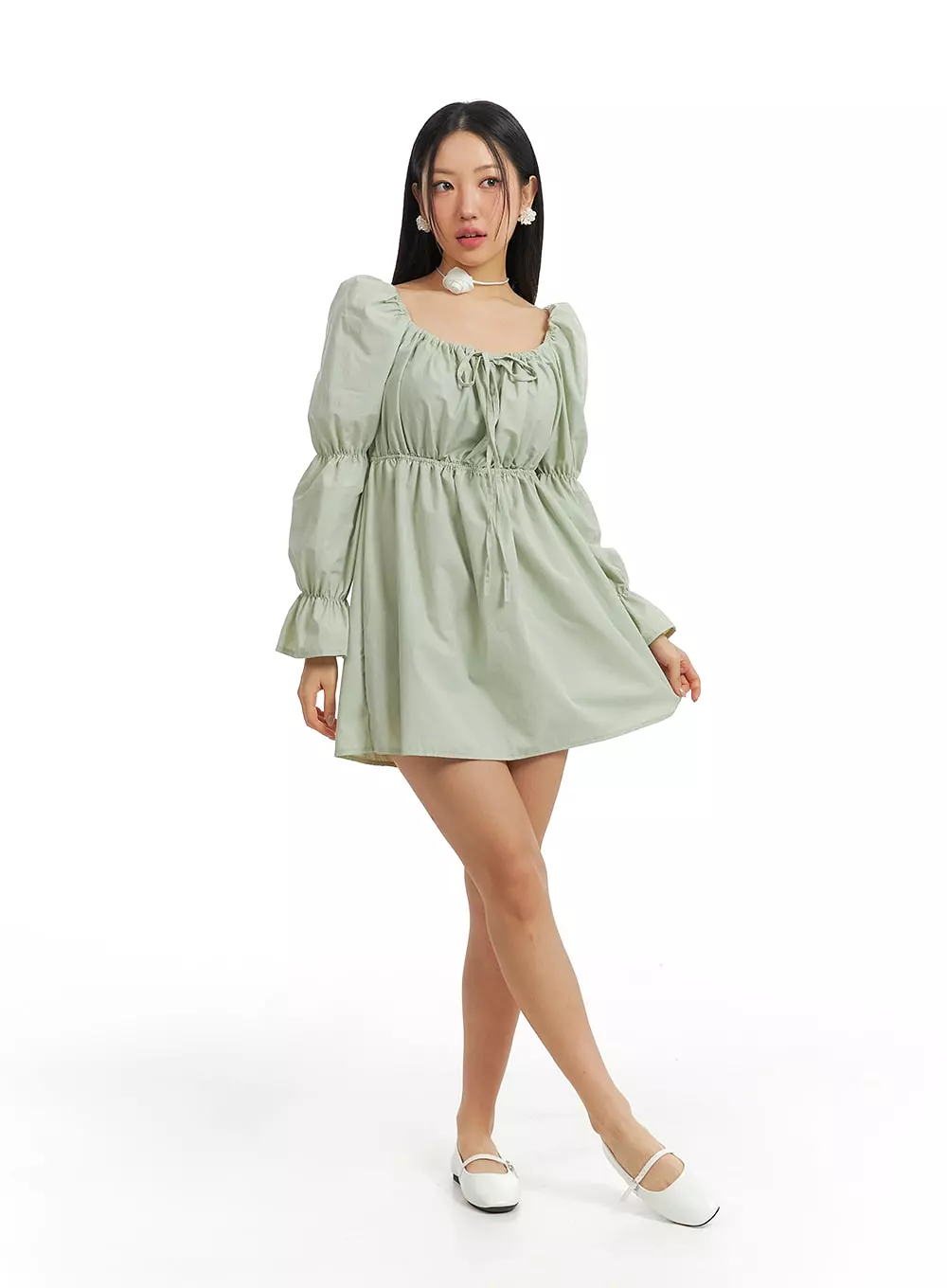 Puff Sleeve A-Line Mini Dress IM404