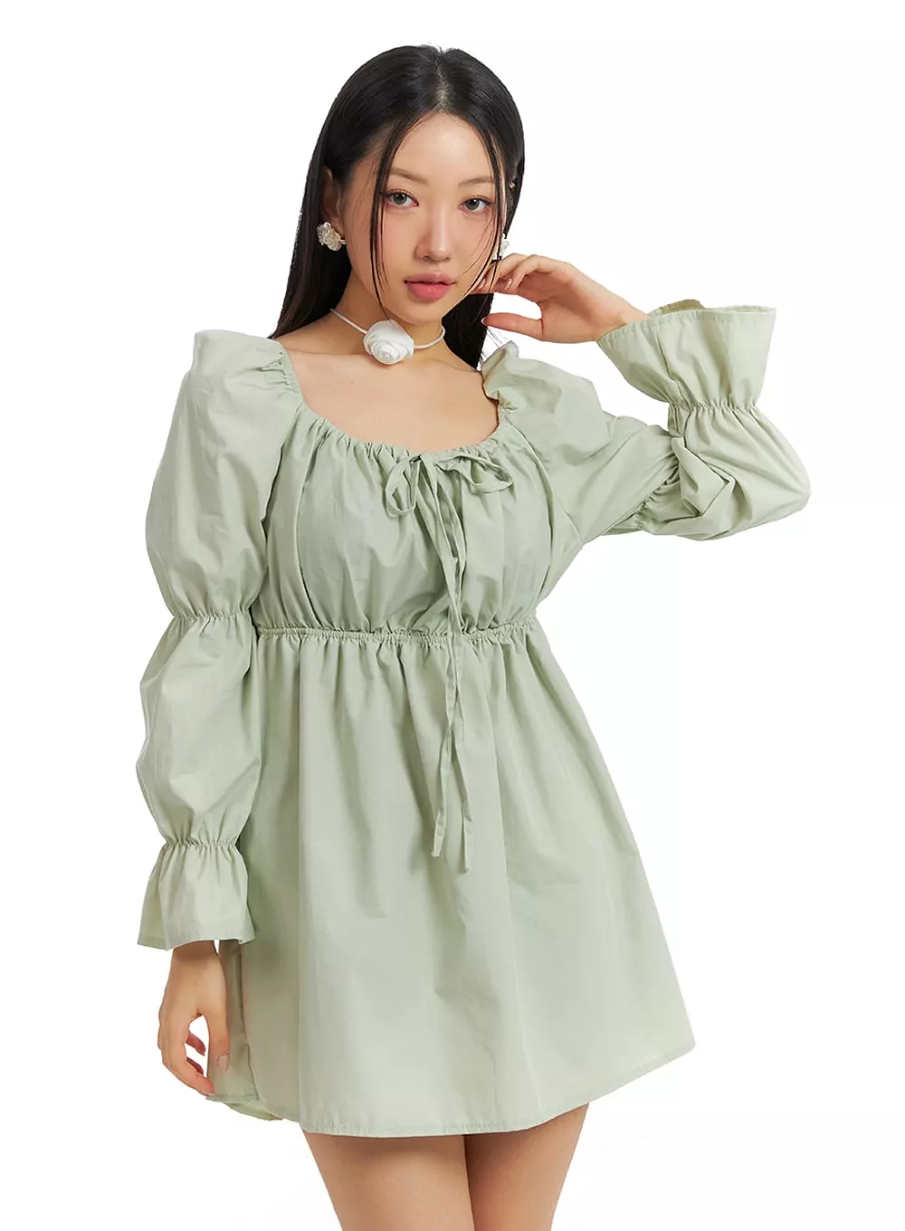 Puff Sleeve A-Line Mini Dress IM404