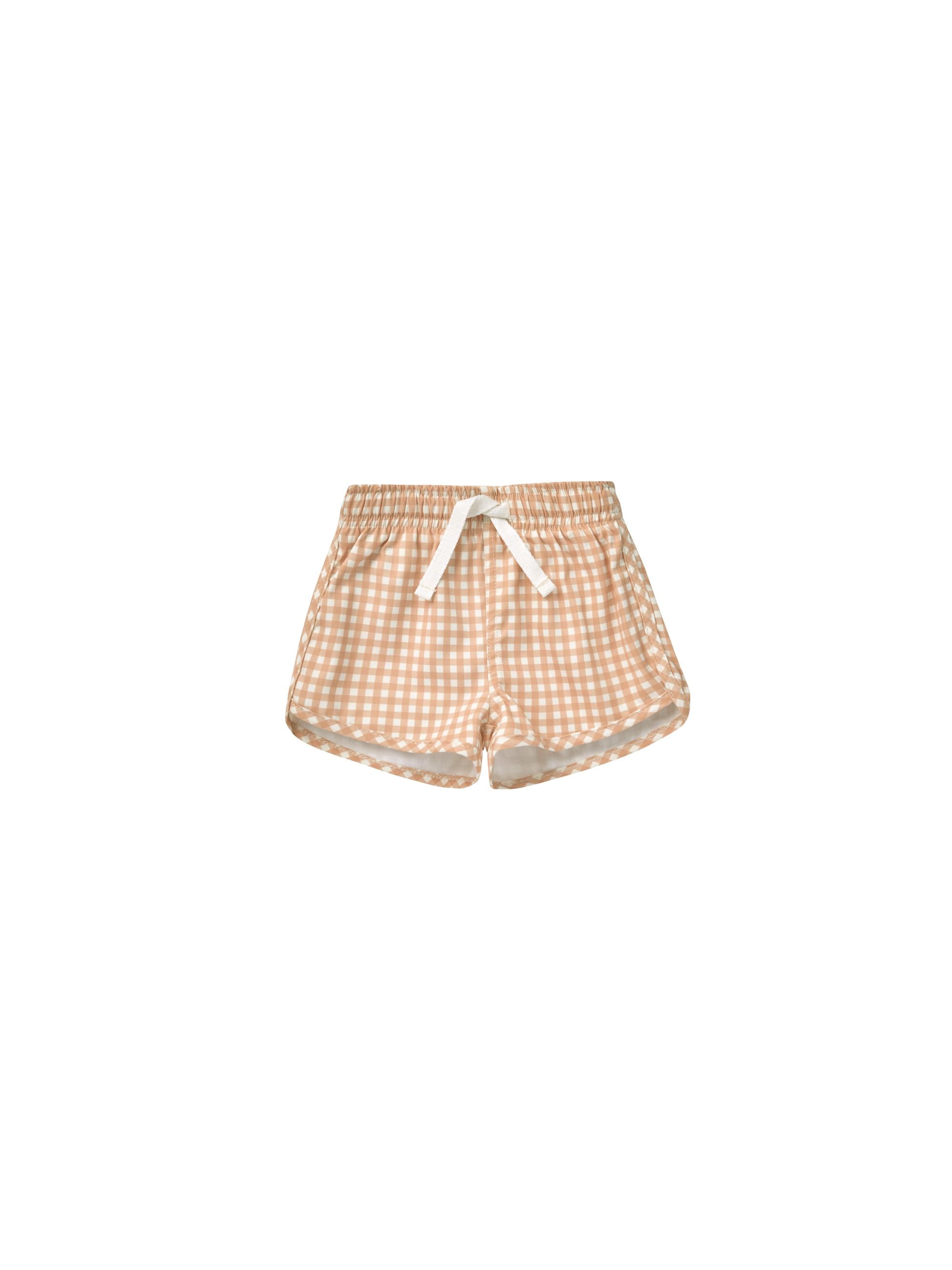 Quincy Mae - Melon Gingham Boys Swim Short