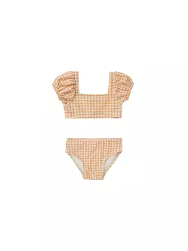 Quincy Mae - Melon Gingham Zippy Two Piece Swim