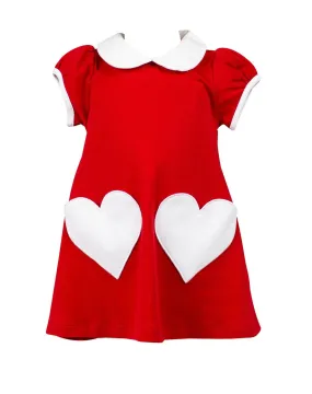 Red A Line Dress With Heart Pockets