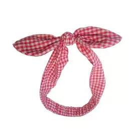 Red White Gingham Check Vintage Headscarf