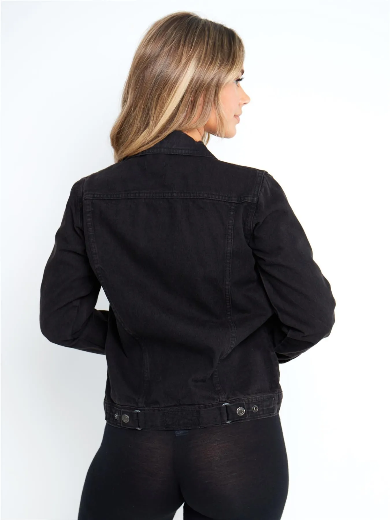 Relaxed Loose Fit Denim Jacket, Black, Blue, UK Sizes 6 to 14