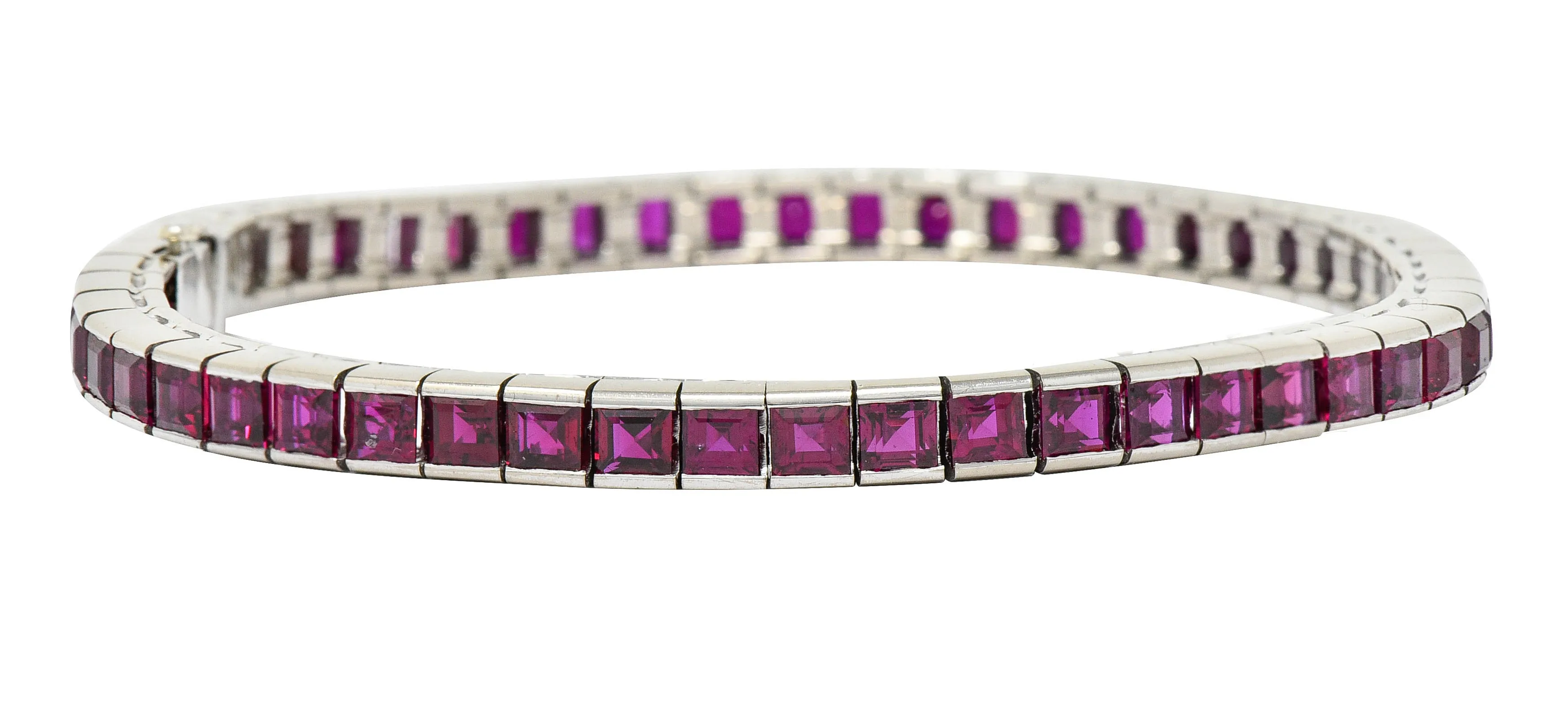 Retro 13.25 CTW Ruby Platinum Line Bracelet Circa 1940s