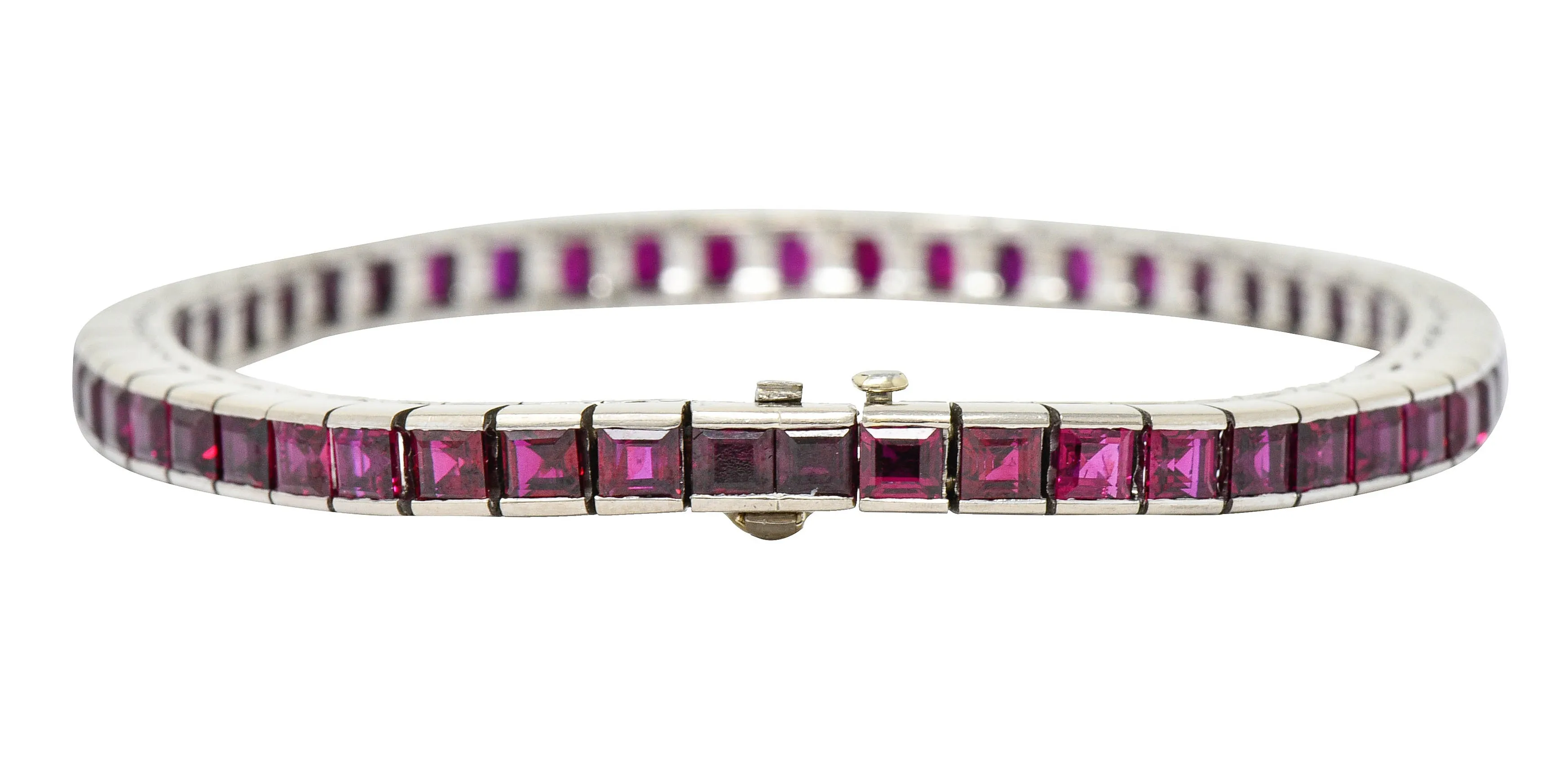 Retro 13.25 CTW Ruby Platinum Line Bracelet Circa 1940s