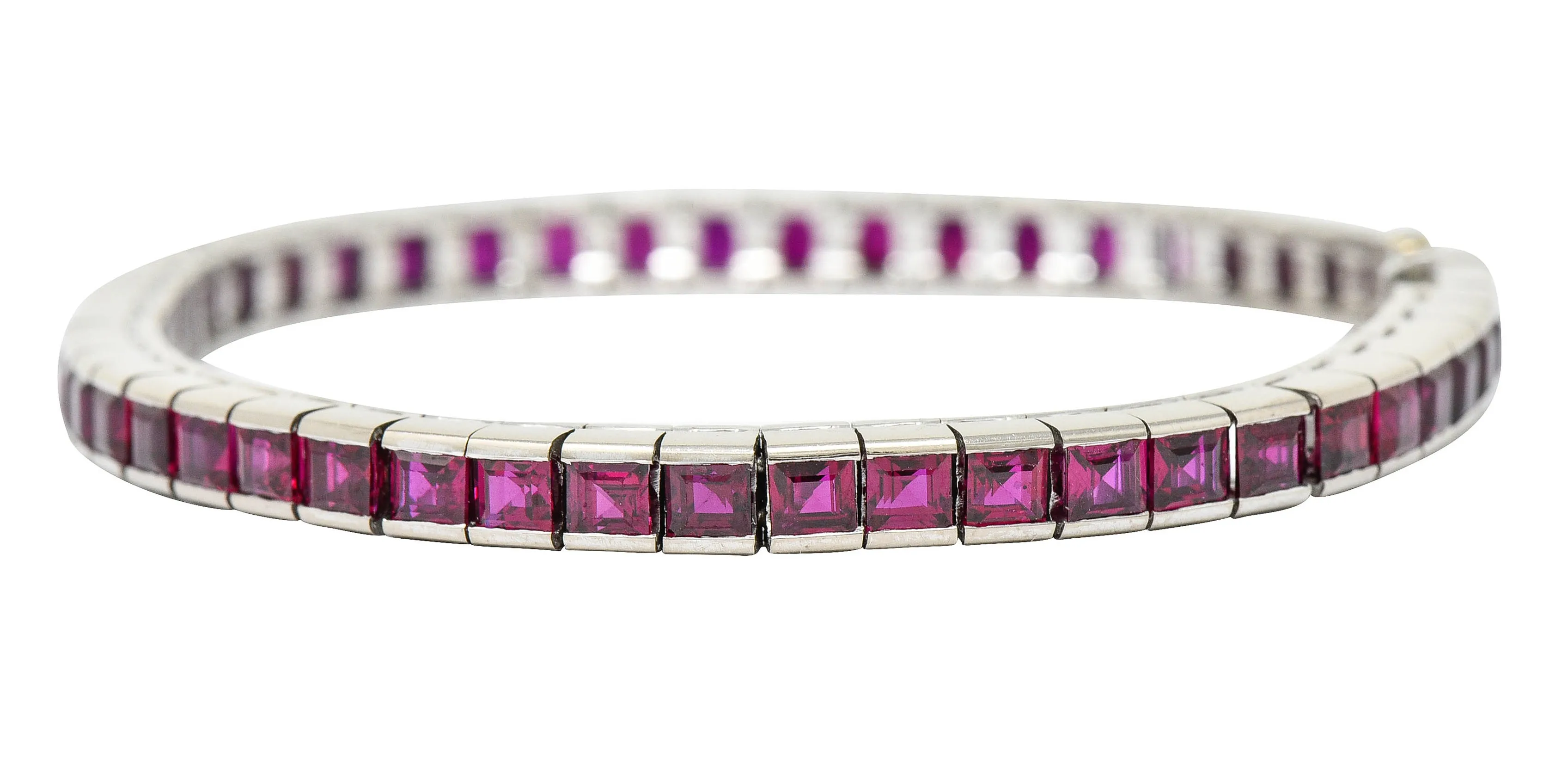 Retro 13.25 CTW Ruby Platinum Line Bracelet Circa 1940s