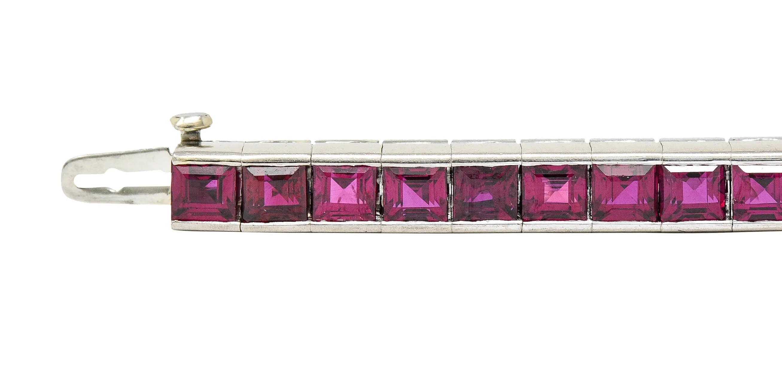 Retro 13.25 CTW Ruby Platinum Line Bracelet Circa 1940s