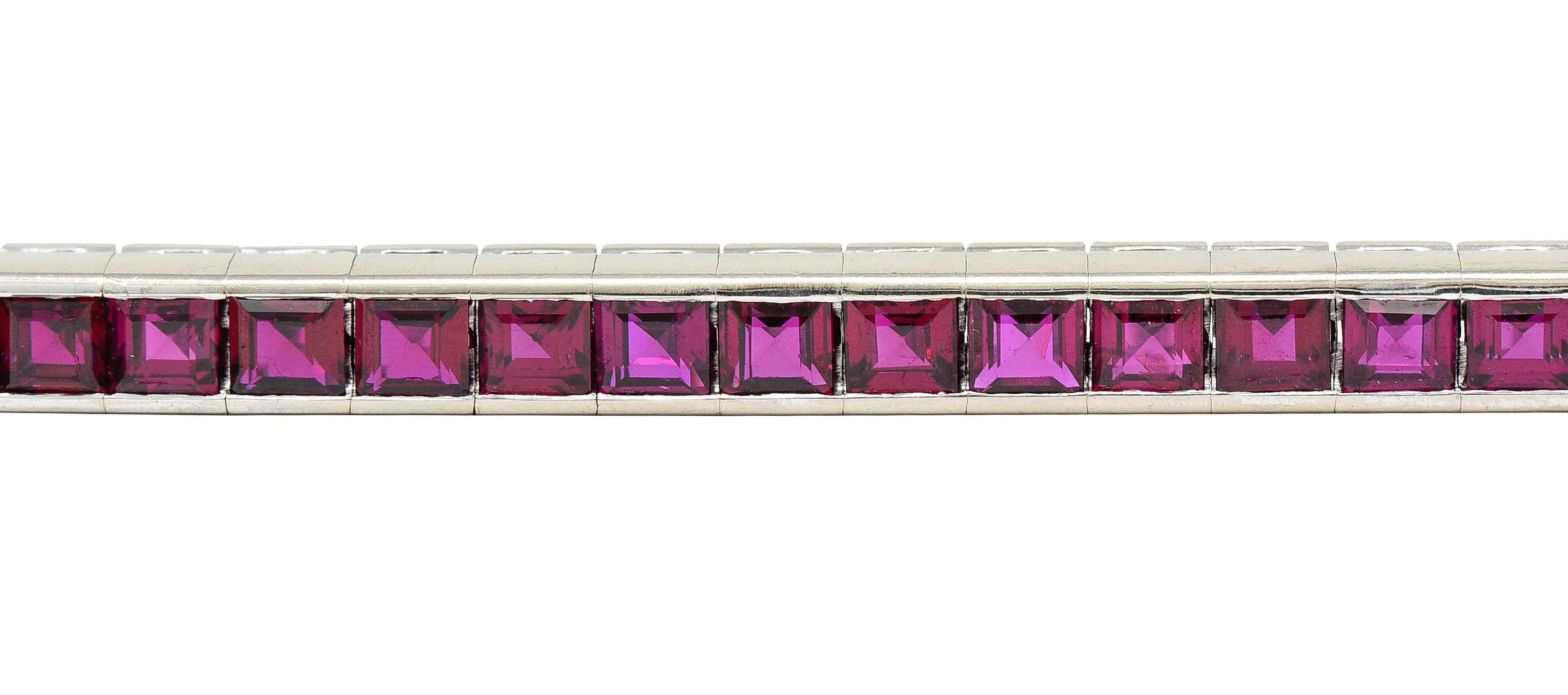 Retro 13.25 CTW Ruby Platinum Line Bracelet Circa 1940s