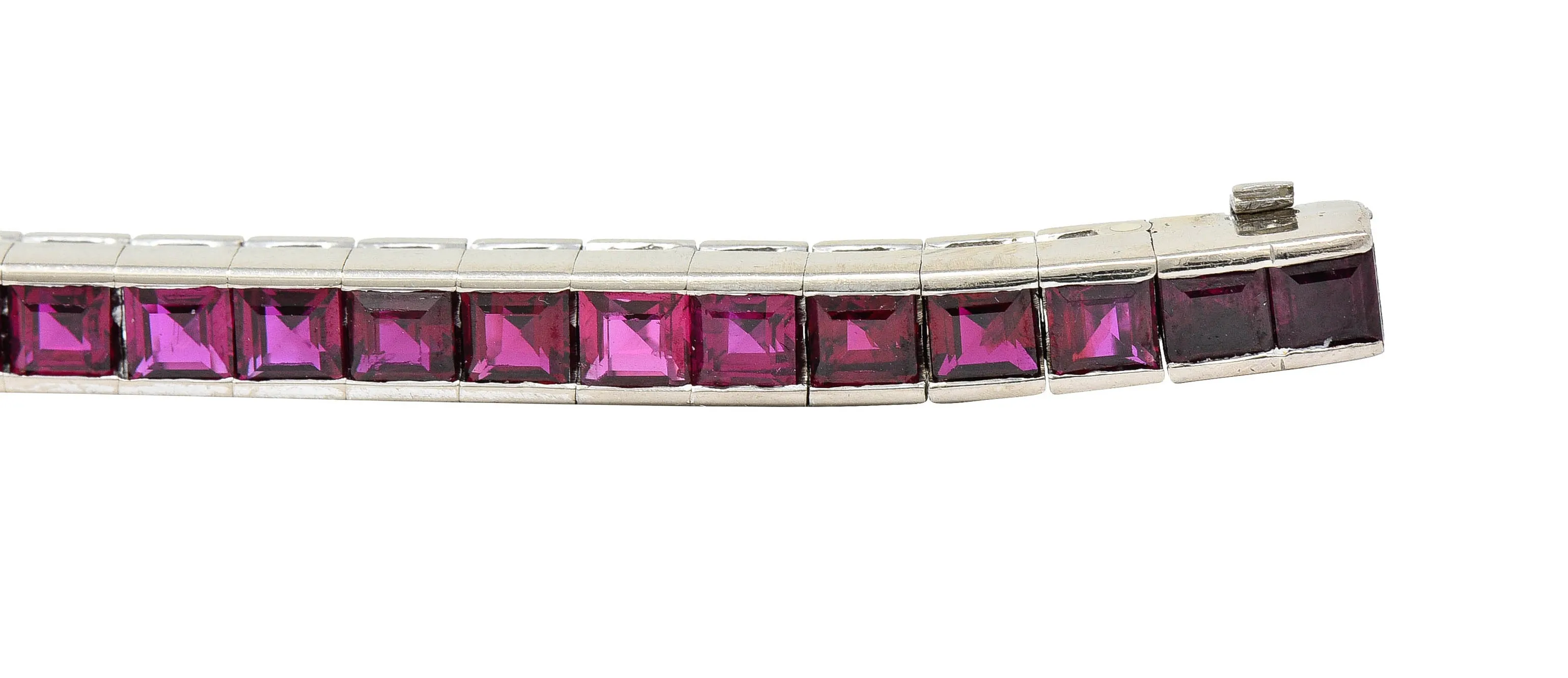 Retro 13.25 CTW Ruby Platinum Line Bracelet Circa 1940s