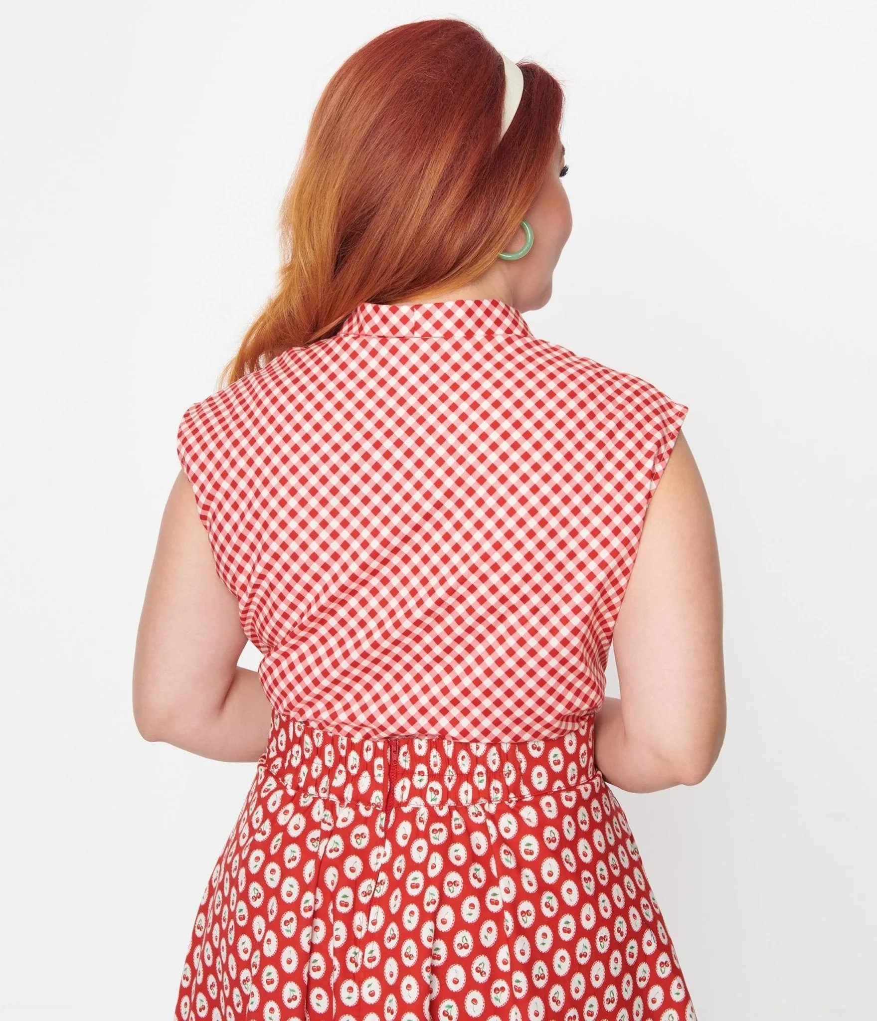 Retrolicious Red Gingham Bow Top