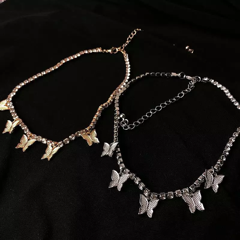 Rhinestone Butterfly Choker