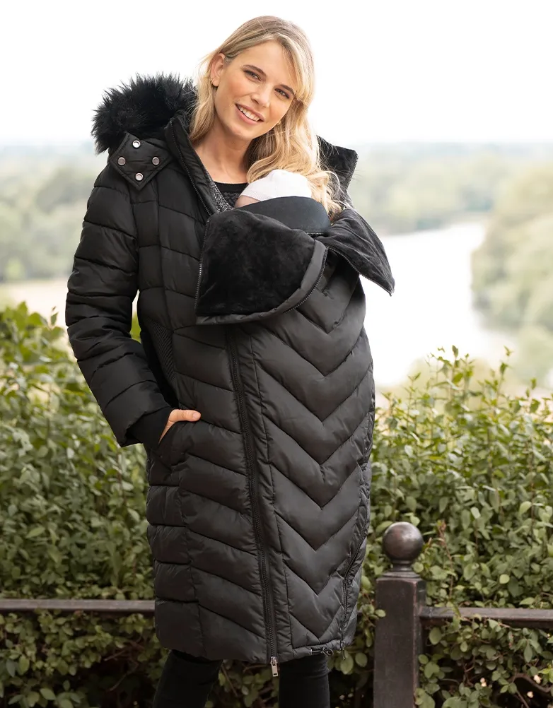 Rocky | Long Black Eco-Down 3 in 1 Maternity Puffer Jacket