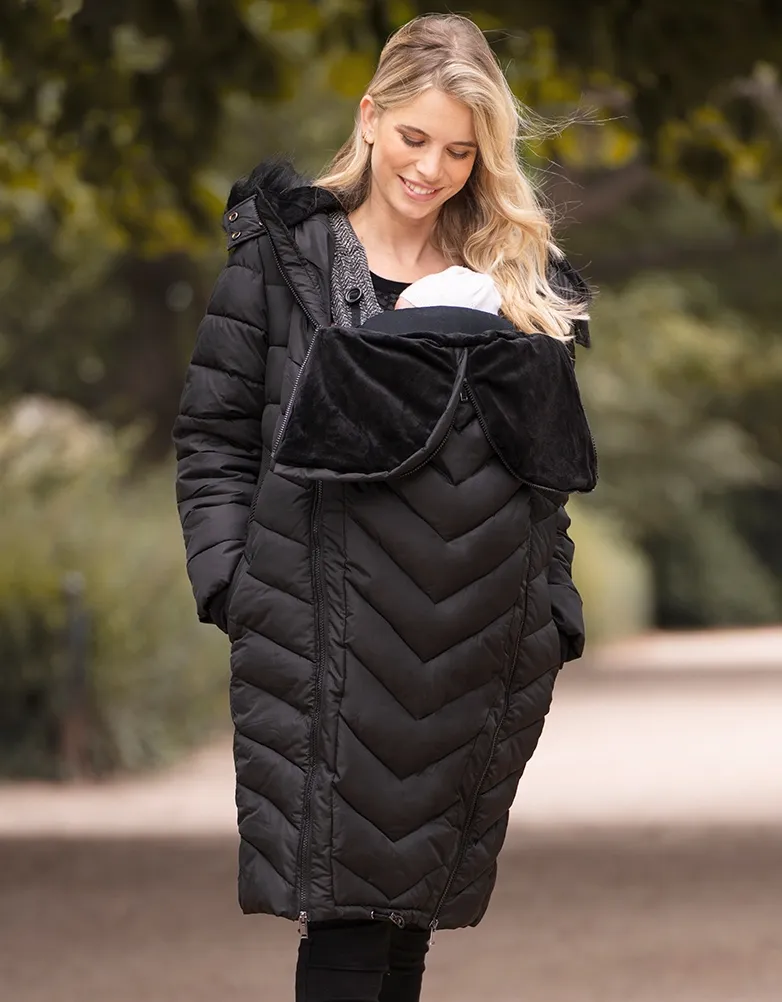 Rocky | Long Black Eco-Down 3 in 1 Maternity Puffer Jacket