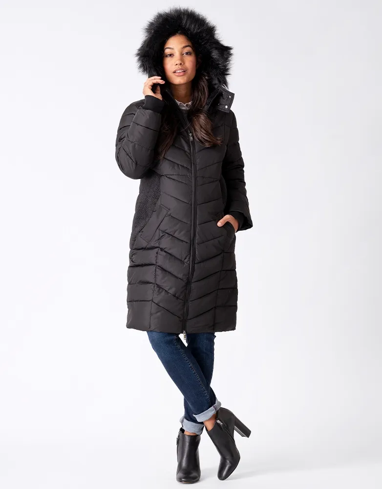 Rocky | Long Black Eco-Down 3 in 1 Maternity Puffer Jacket