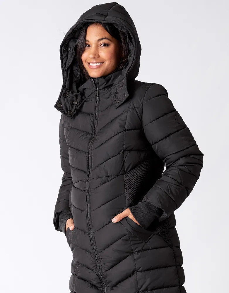 Rocky | Long Black Eco-Down 3 in 1 Maternity Puffer Jacket