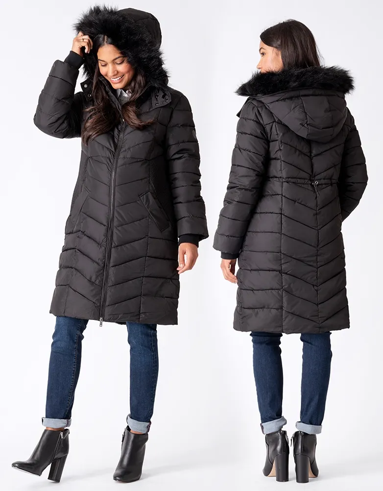 Rocky | Long Black Eco-Down 3 in 1 Maternity Puffer Jacket