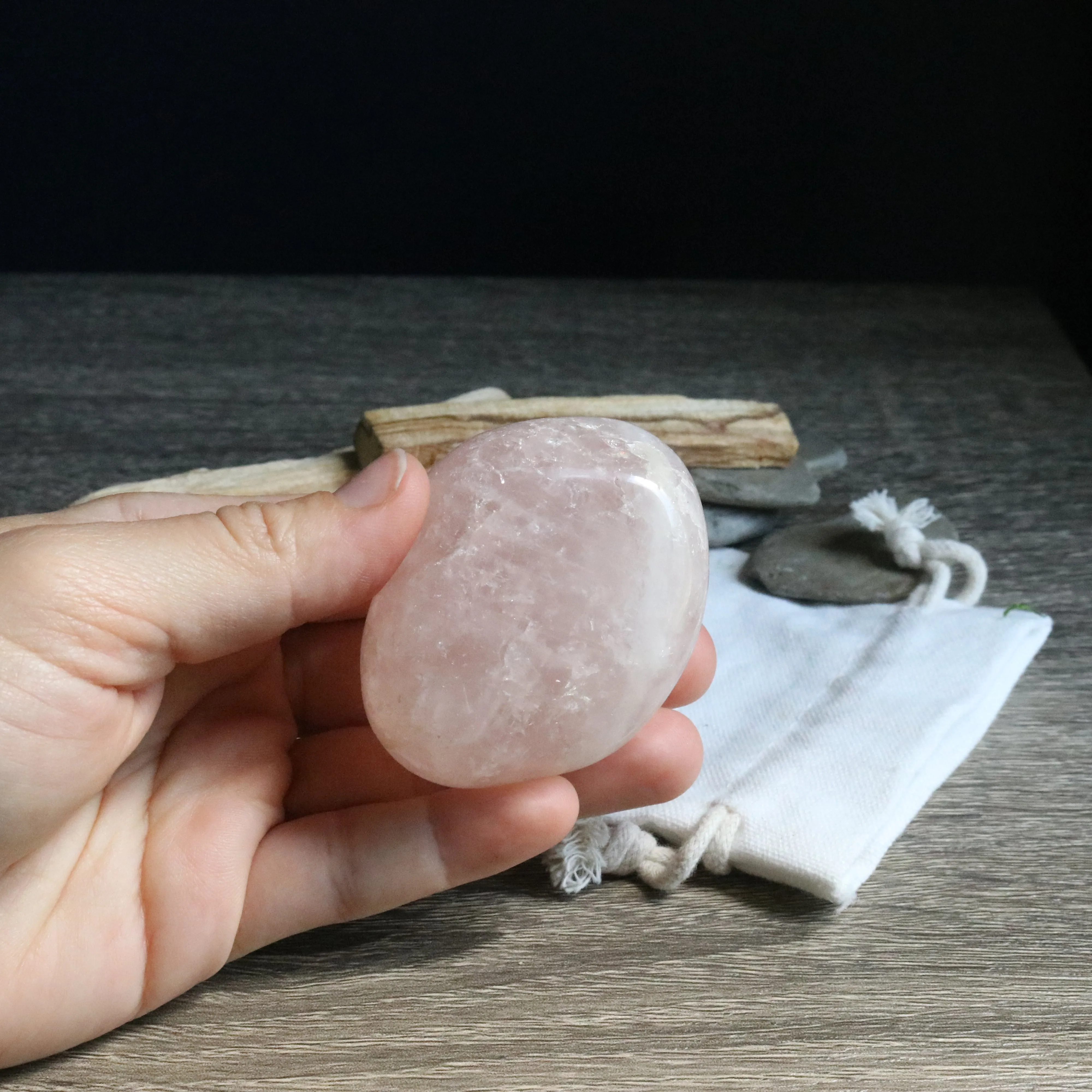 Rose Quartz B Grade from Brazil~ Medium Hand Held Palm Stone