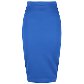 Royal Blue Stretch Pencil Bodycon Midi Work Office Skirt