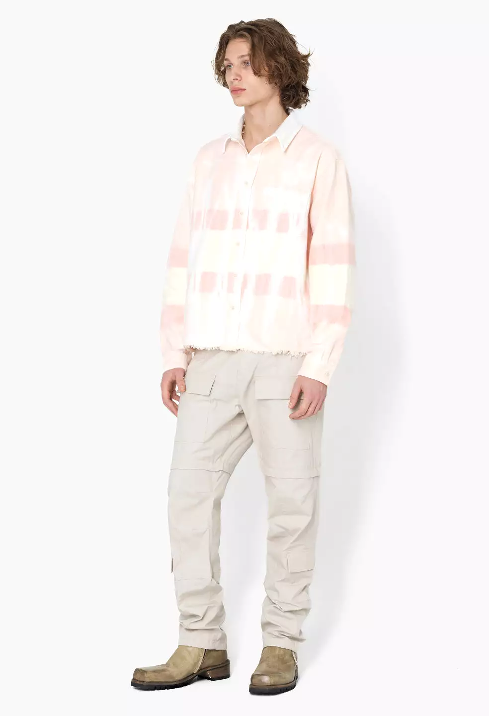 Rugby Hemi Oversized Shirt / Pink X Yellow