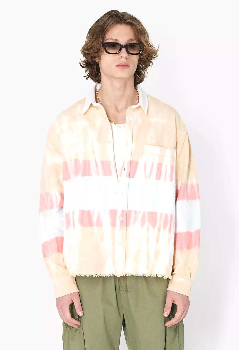 Rugby Hemi Oversized Shirt / Taupe X Blue