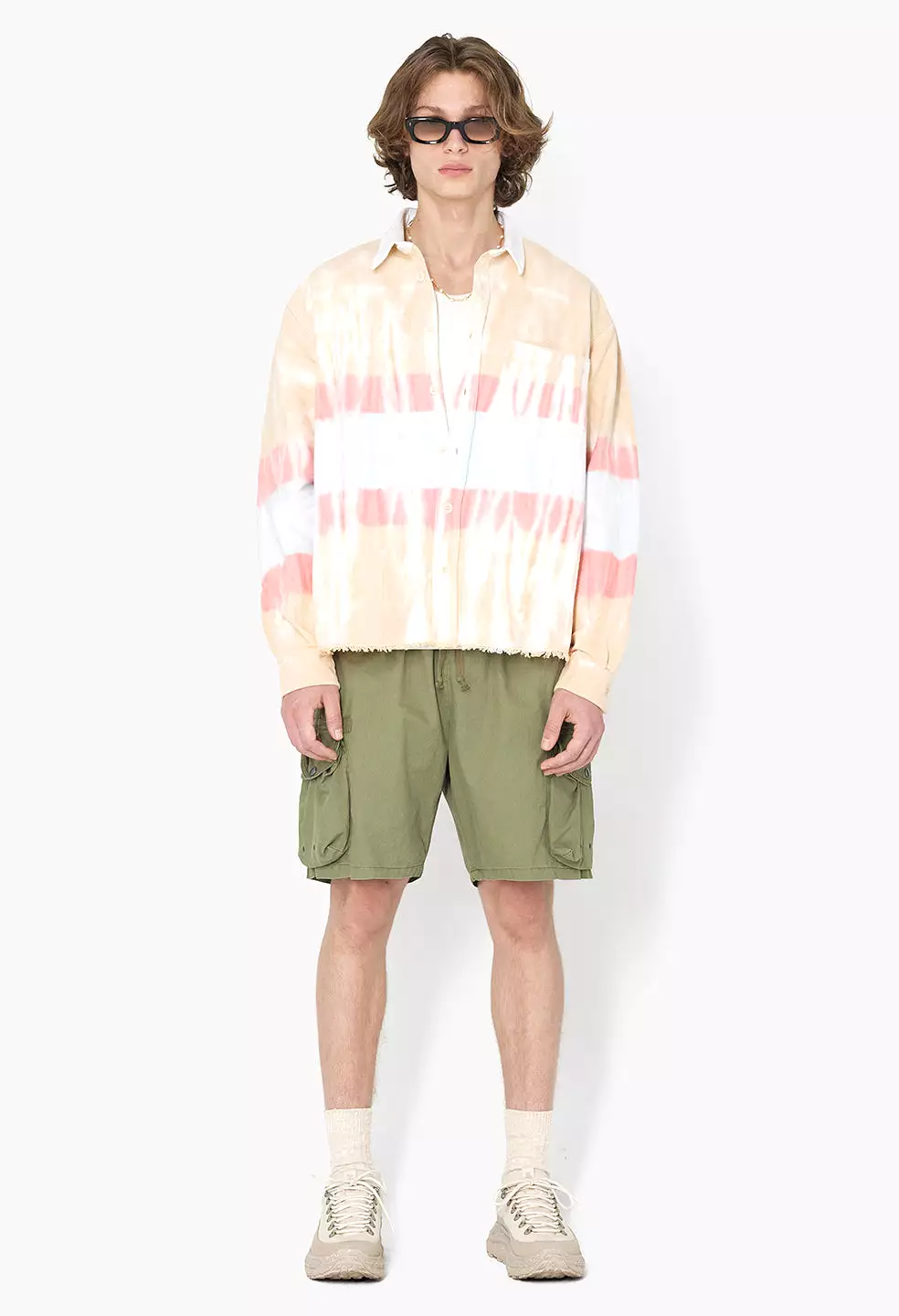 Rugby Hemi Oversized Shirt / Taupe X Blue