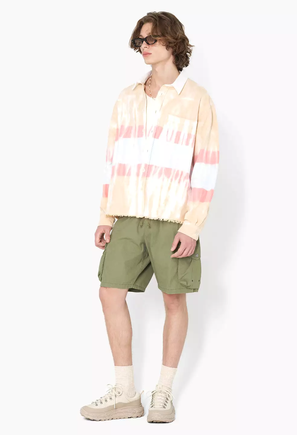 Rugby Hemi Oversized Shirt / Taupe X Blue