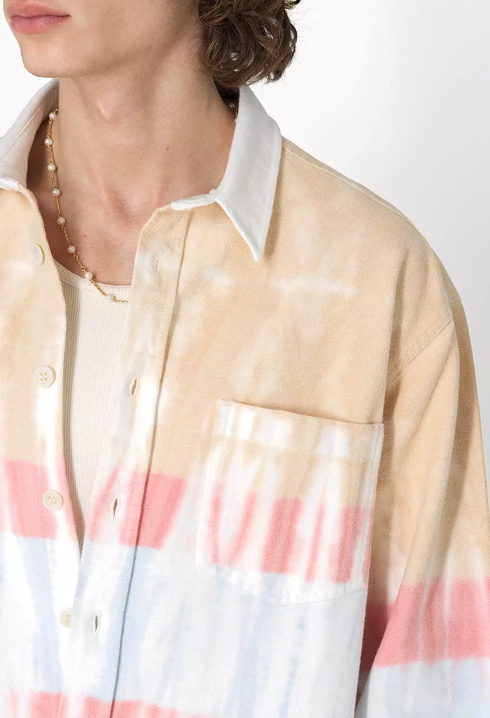 Rugby Hemi Oversized Shirt / Taupe X Blue