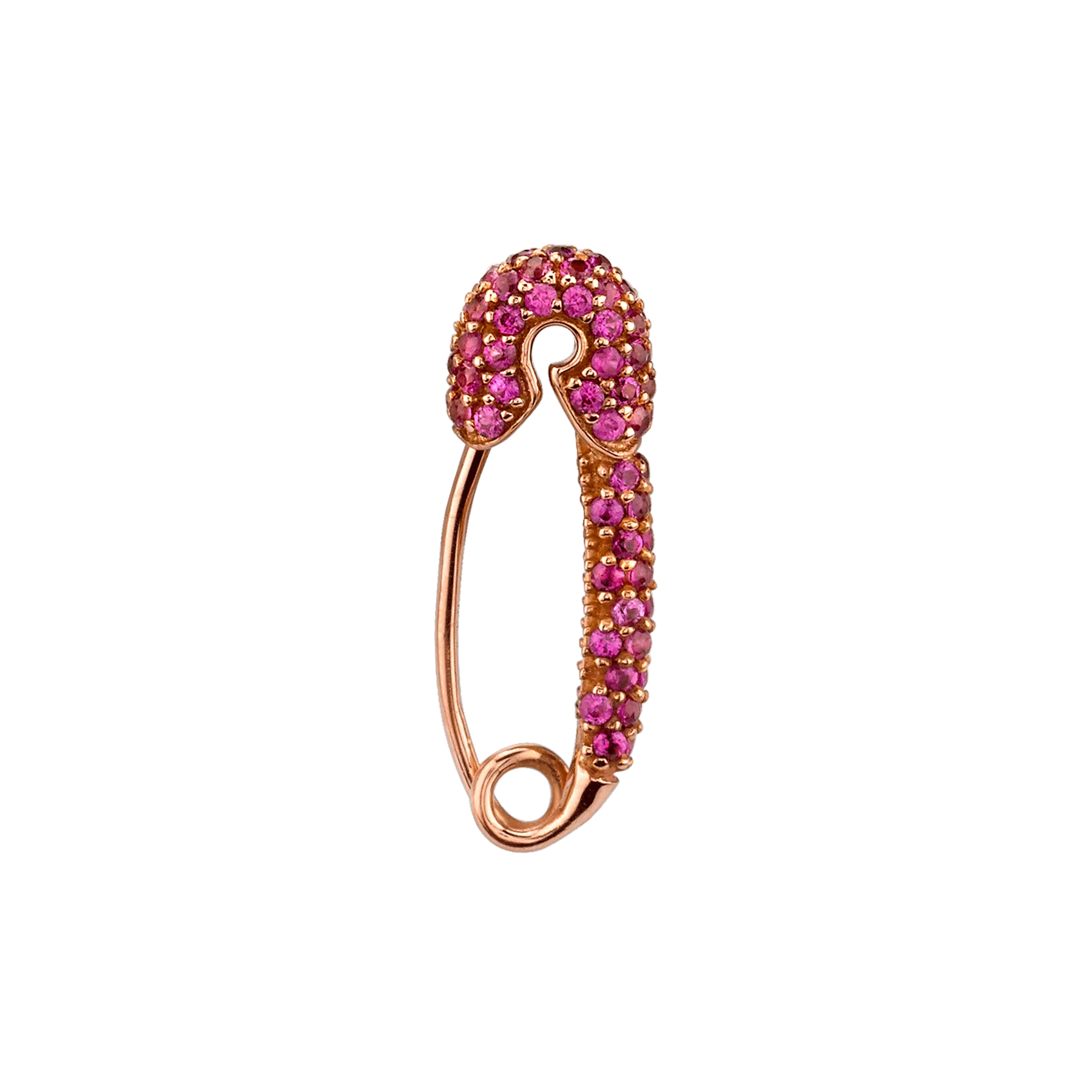 Safety Pin Earring - Ruby / 14k Rose Gold