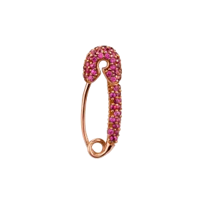 Safety Pin Earring - Ruby / 14k Rose Gold