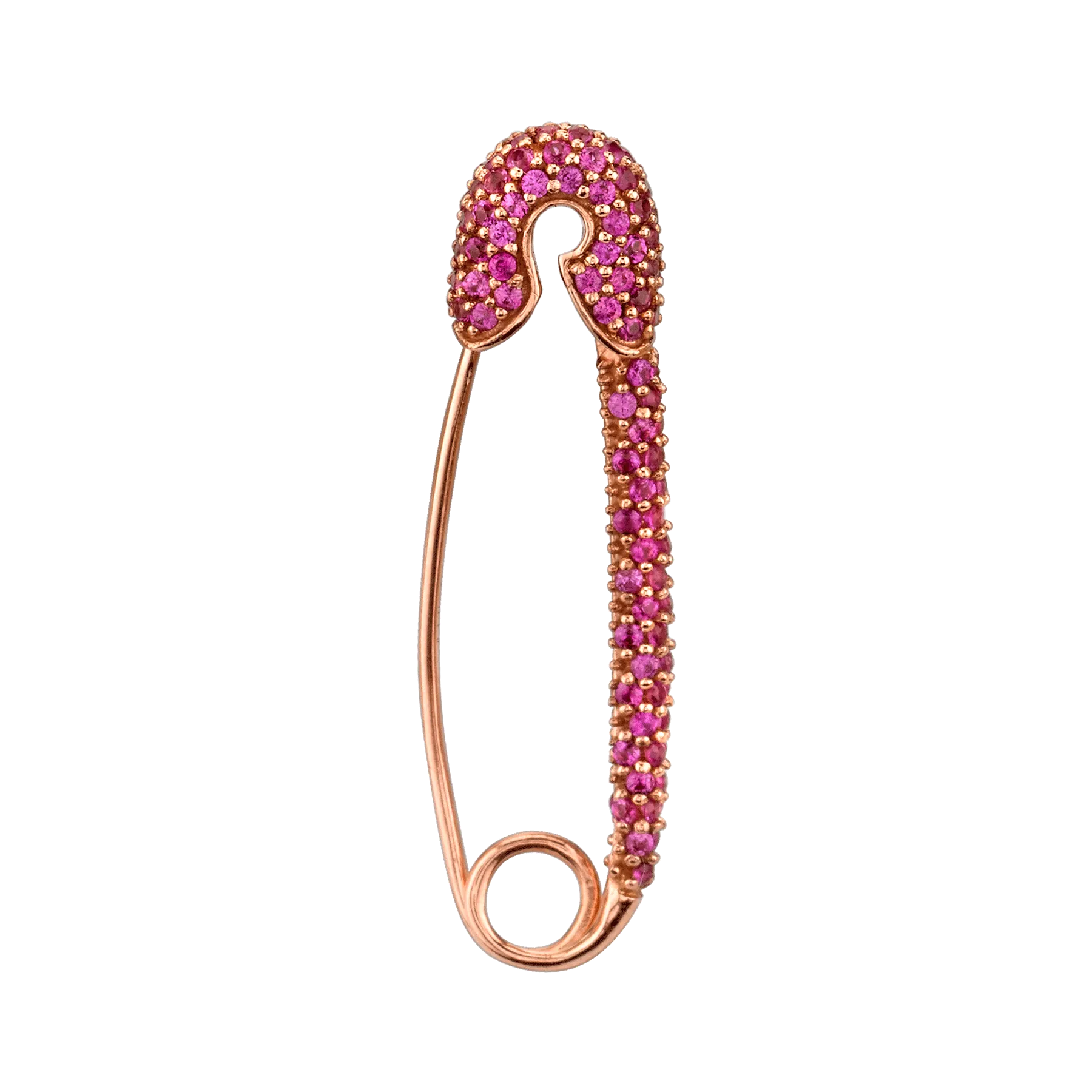 Safety Pin Earring - Ruby / 14k Rose Gold