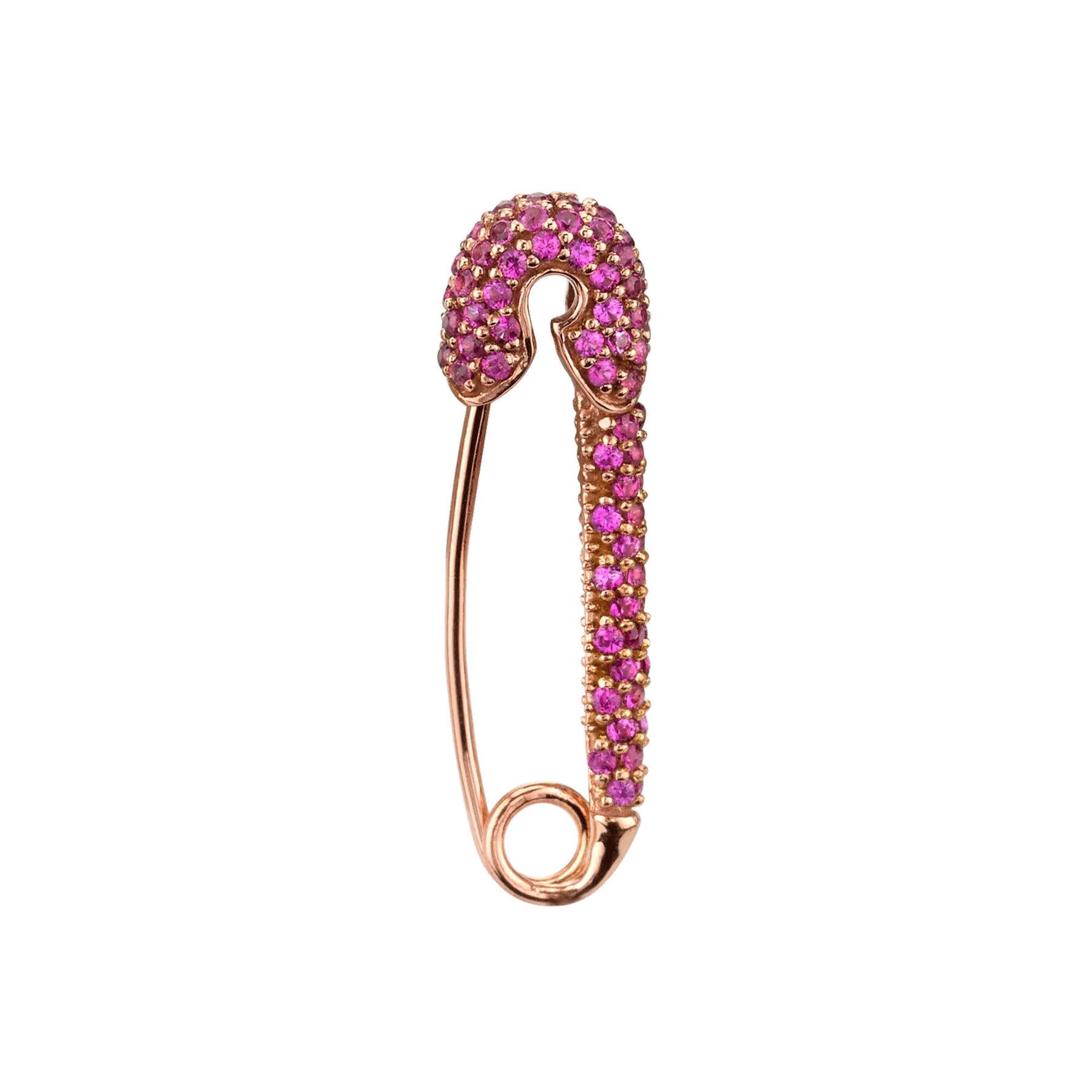 Safety Pin Earring - Ruby / 14k Rose Gold