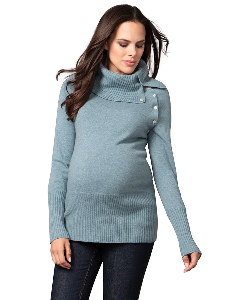 Sea Mist Roll Neck Cashmere Blend Maternity Sweater