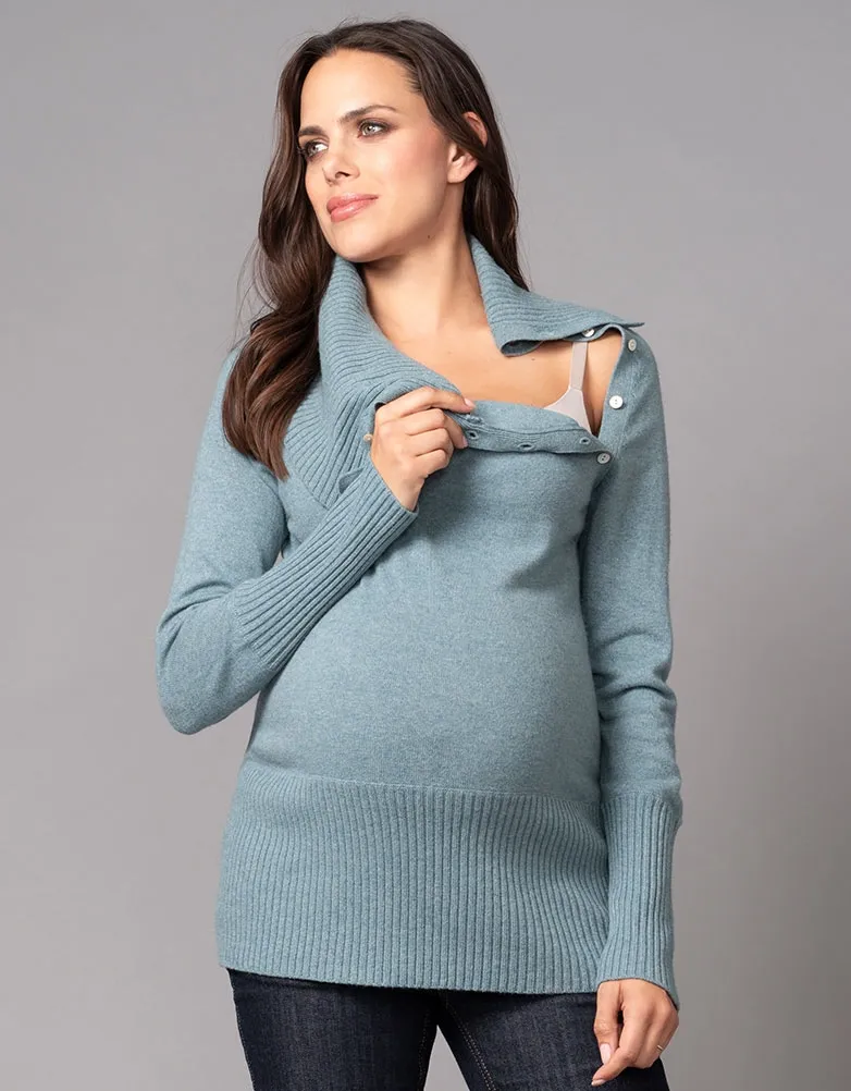 Sea Mist Roll Neck Cashmere Blend Maternity Sweater