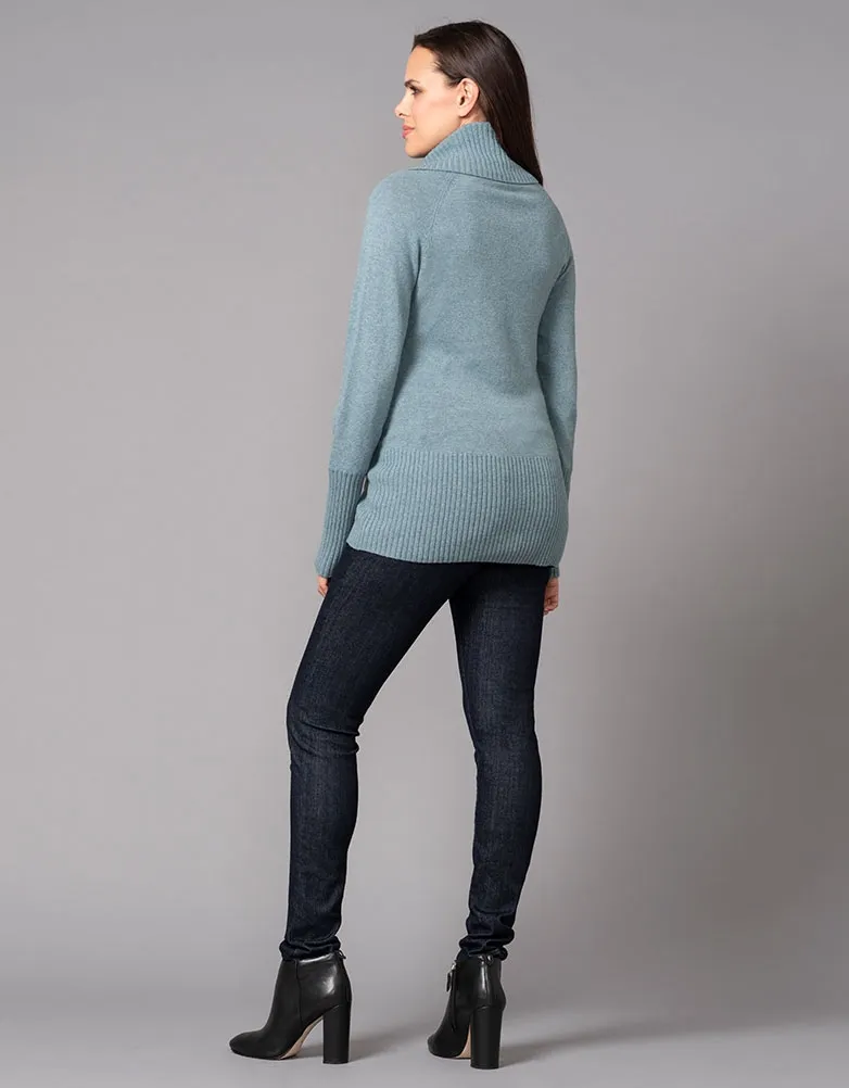 Sea Mist Roll Neck Cashmere Blend Maternity Sweater