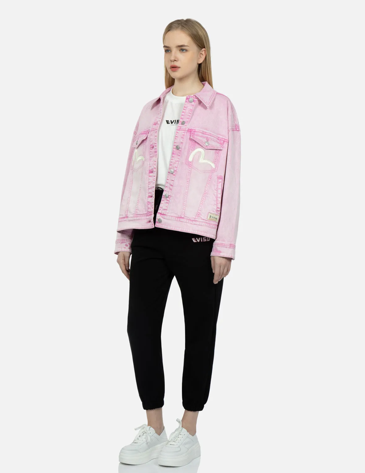 Seagull Embroidery Fuchsia Denim Jacket