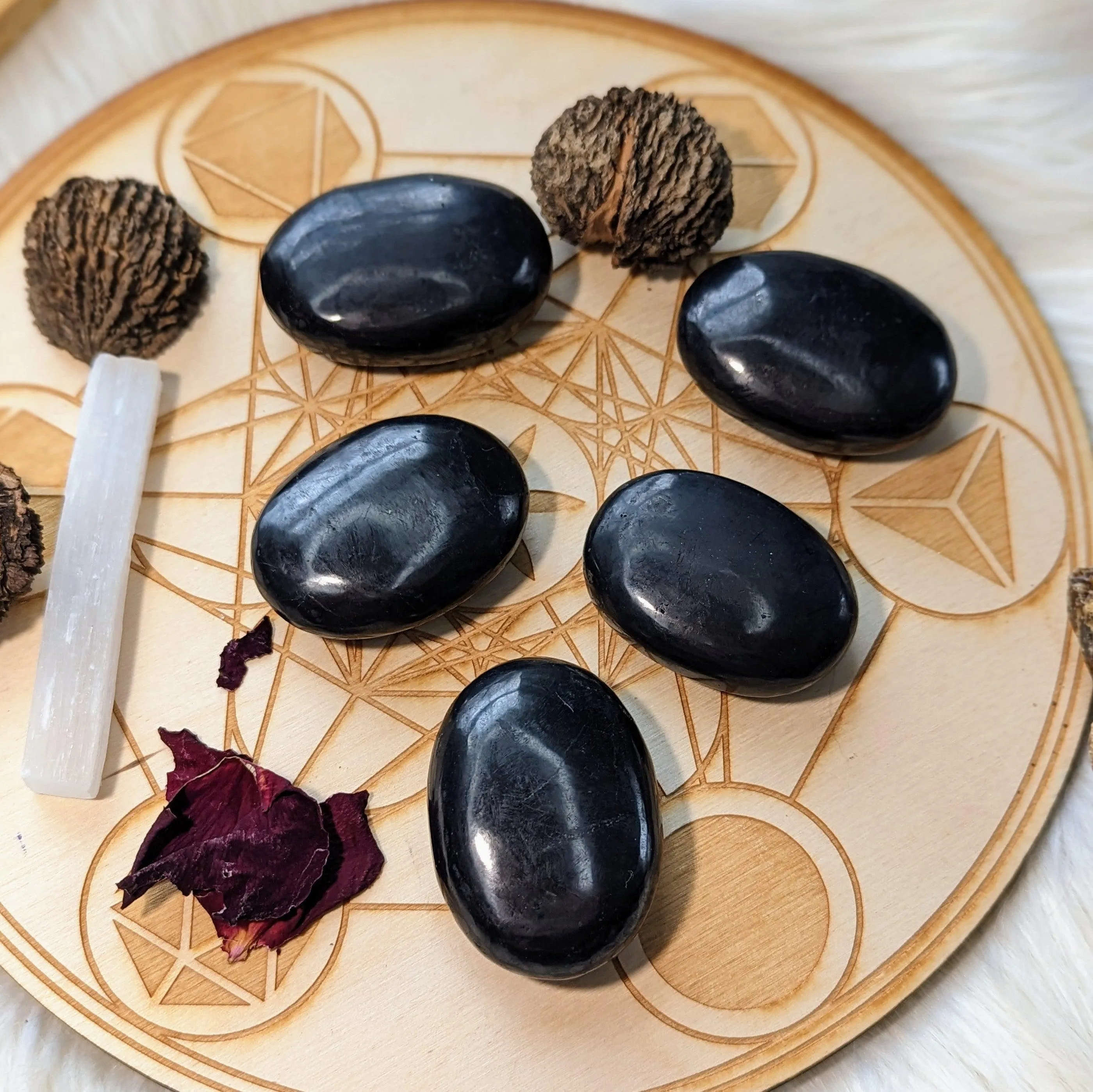 Shungite Palm Stone Carvings ~ protective and detoxifying