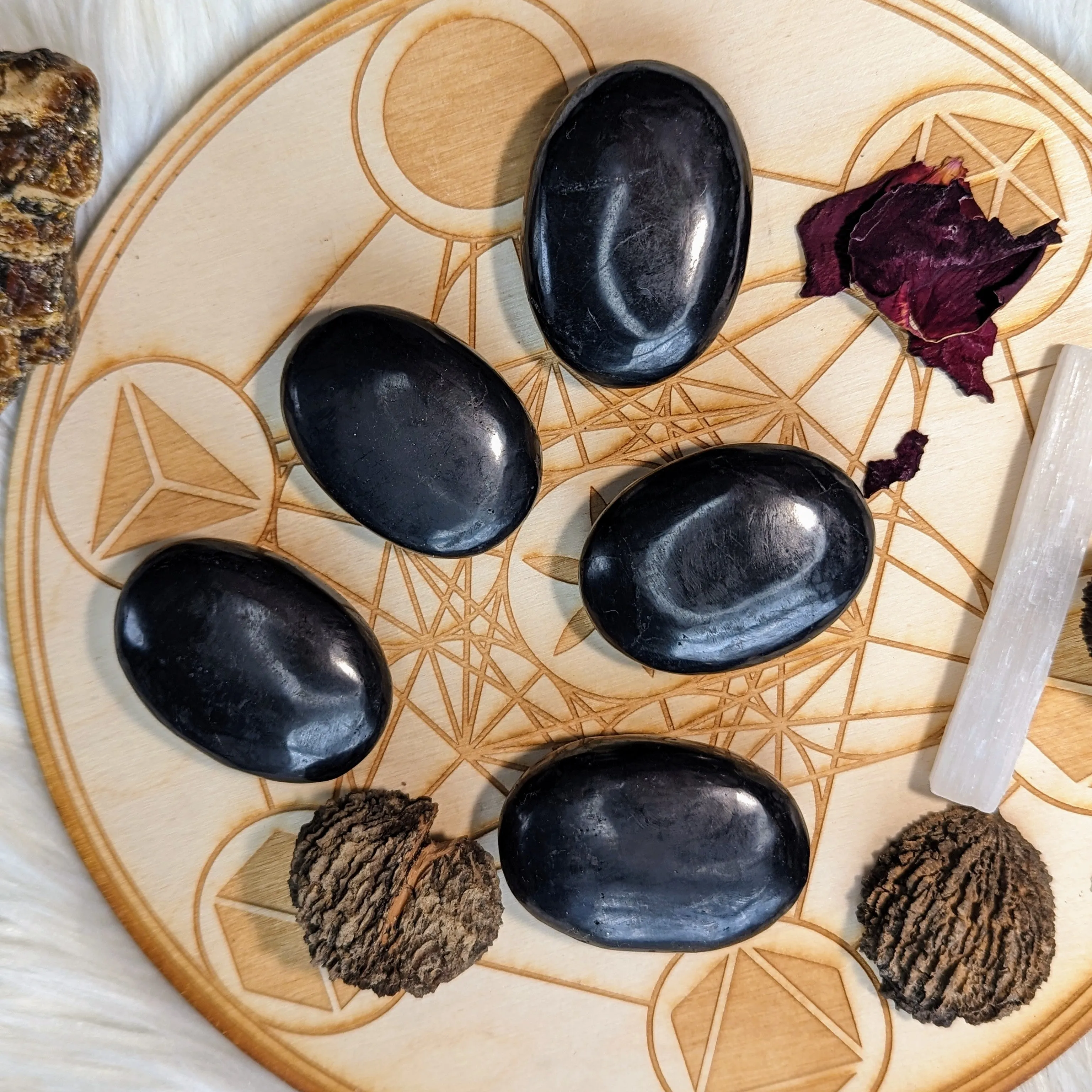 Shungite Palm Stone Carvings ~ protective and detoxifying