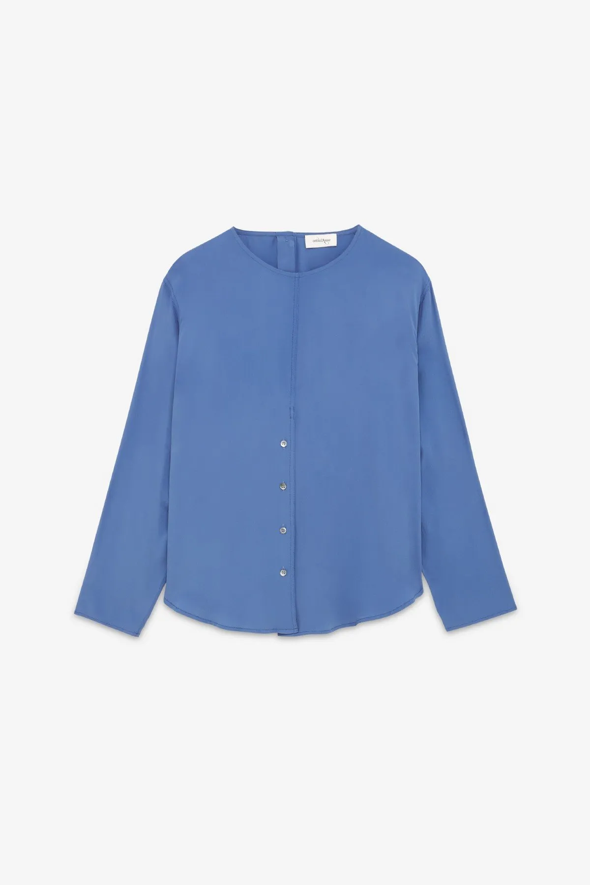 Silk-blend blouse with rounded bottom