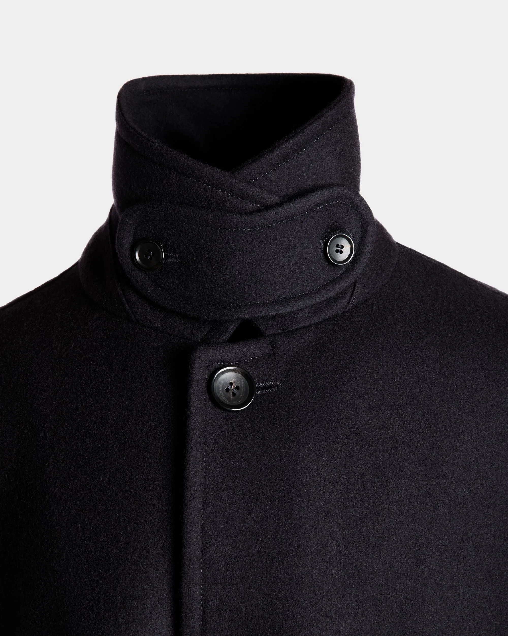 Single-breasted Coat In Navy Blue Wool Blend 