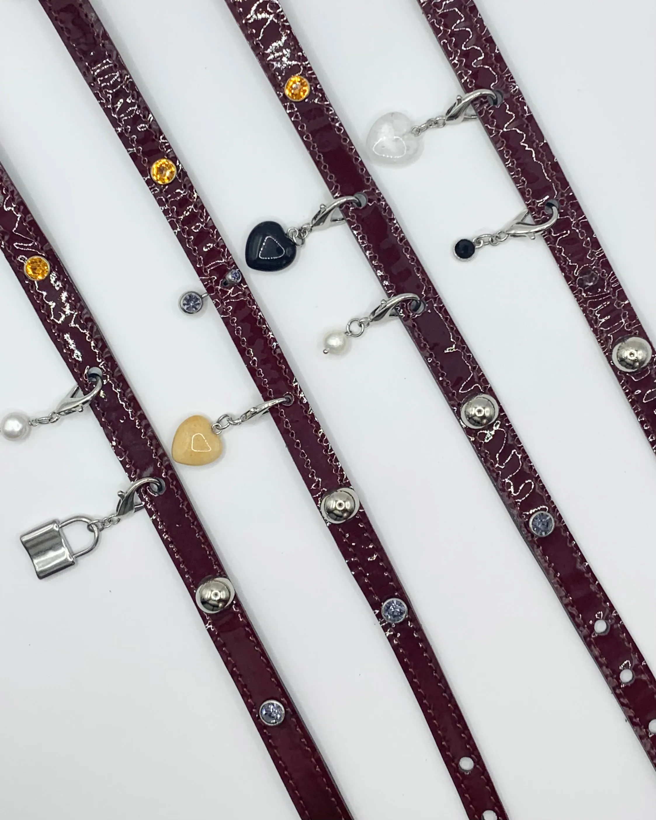 SJ X DBD oxblood patent charm choker