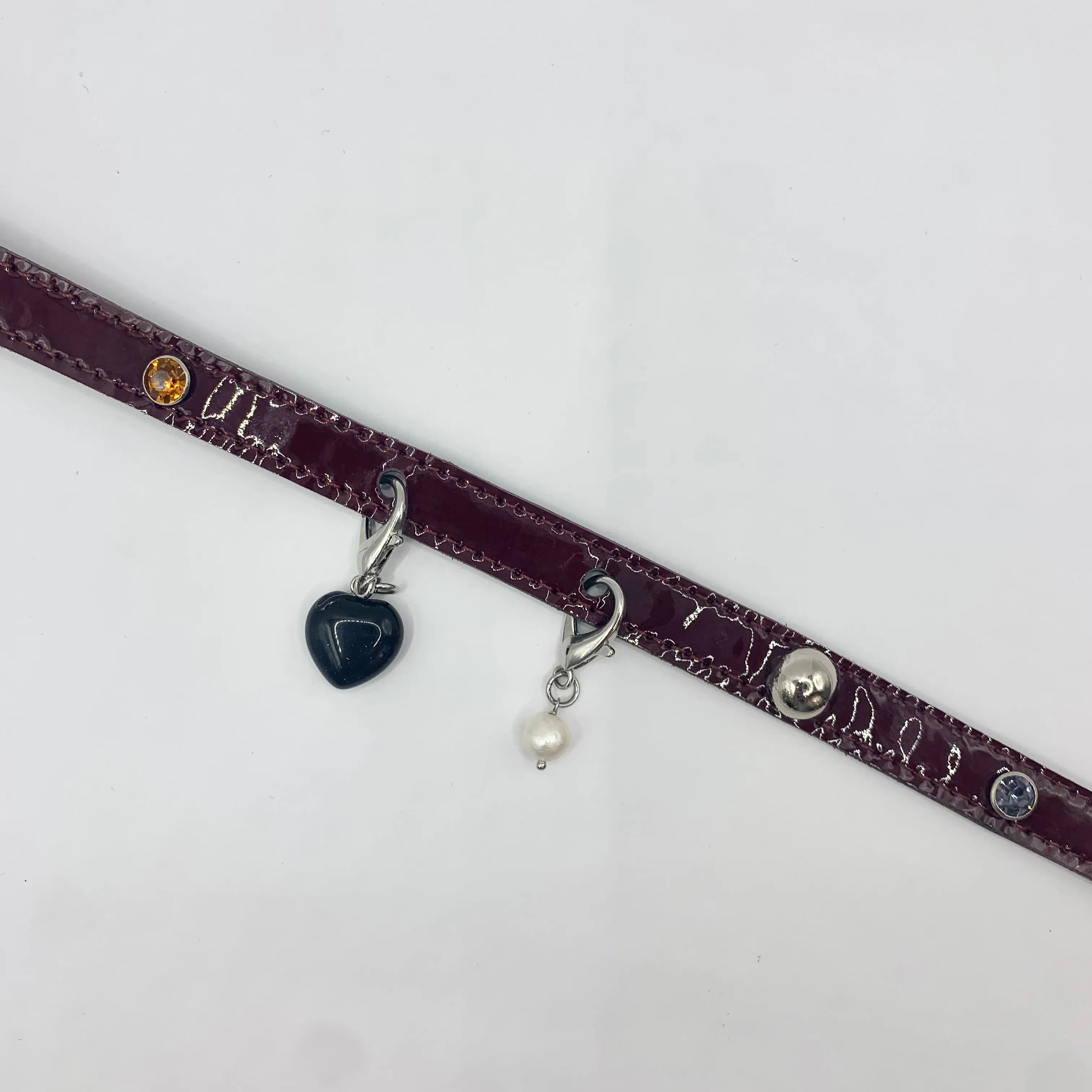 SJ X DBD oxblood patent charm choker