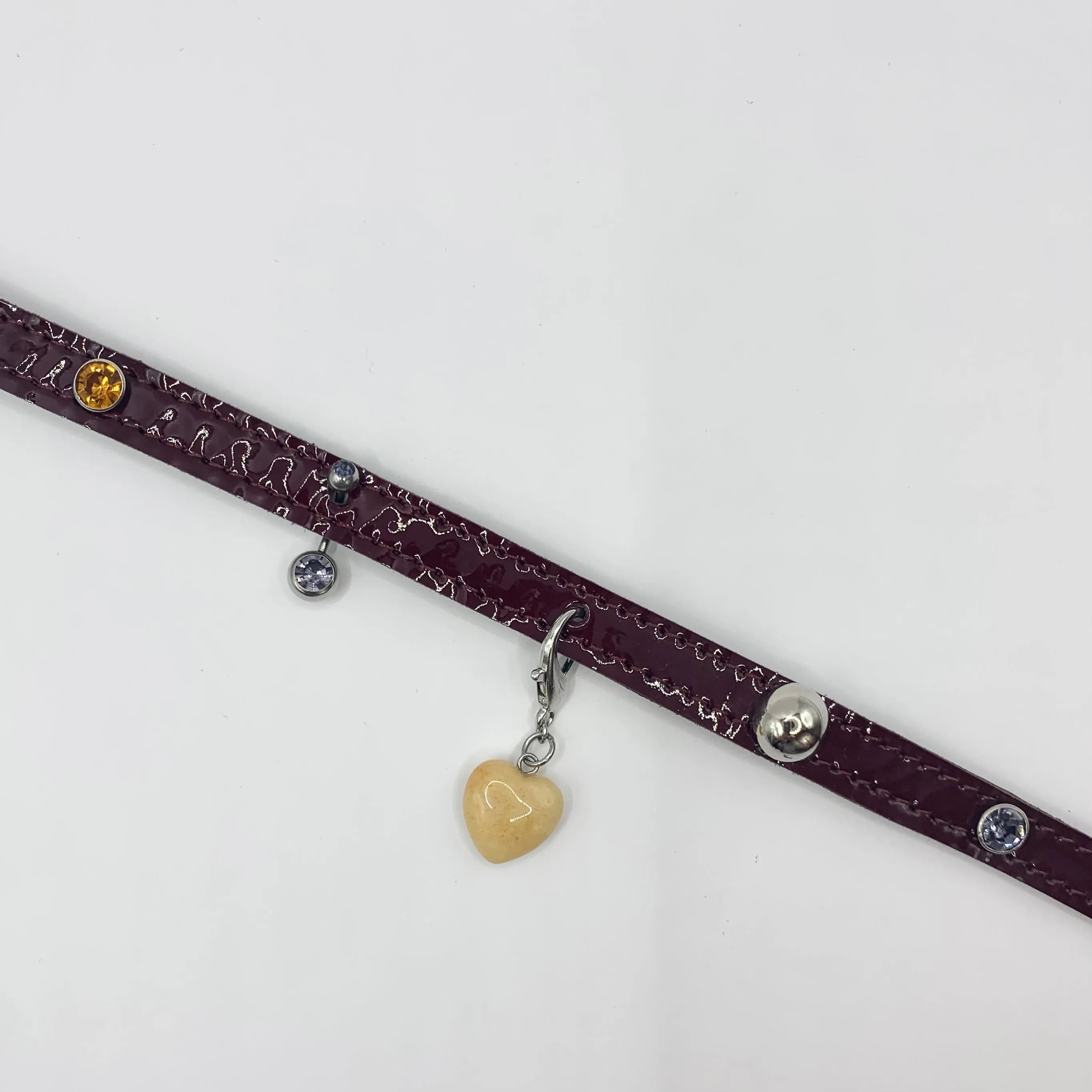 SJ X DBD oxblood patent charm choker