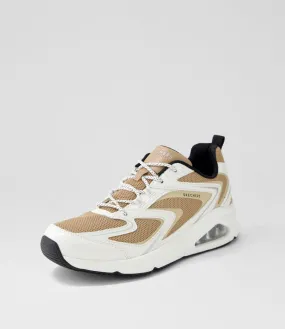 SKECHERS Tres White Tan Sneakers