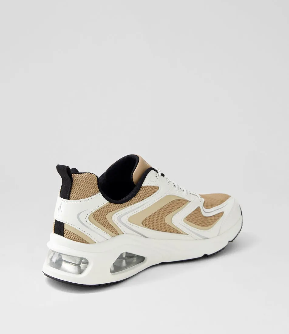 SKECHERS Tres White Tan Sneakers