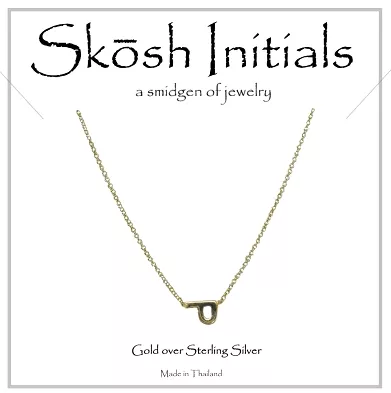 Skosh Sideways Initial Necklace-Gold