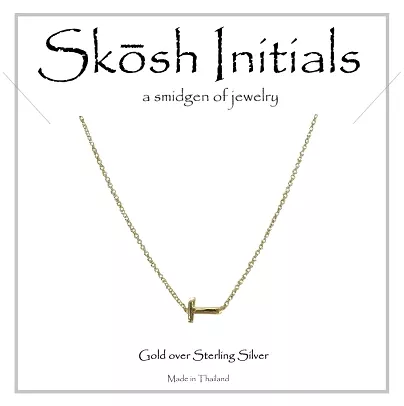 Skosh Sideways Initial Necklace-Gold