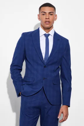 Slim Single Breasted Check Suit Jacket