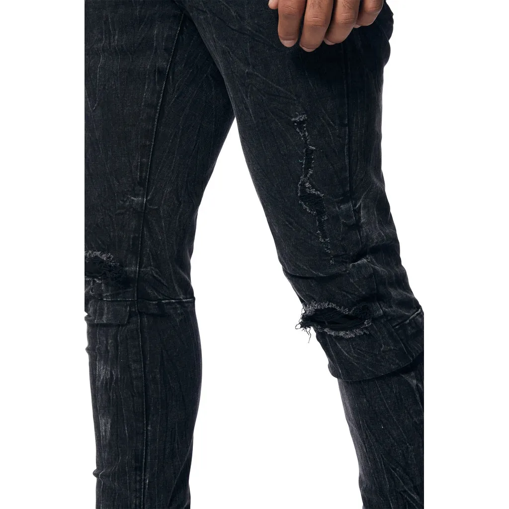 Slim Tapered Rooting Effect Jeans - Black Matrix