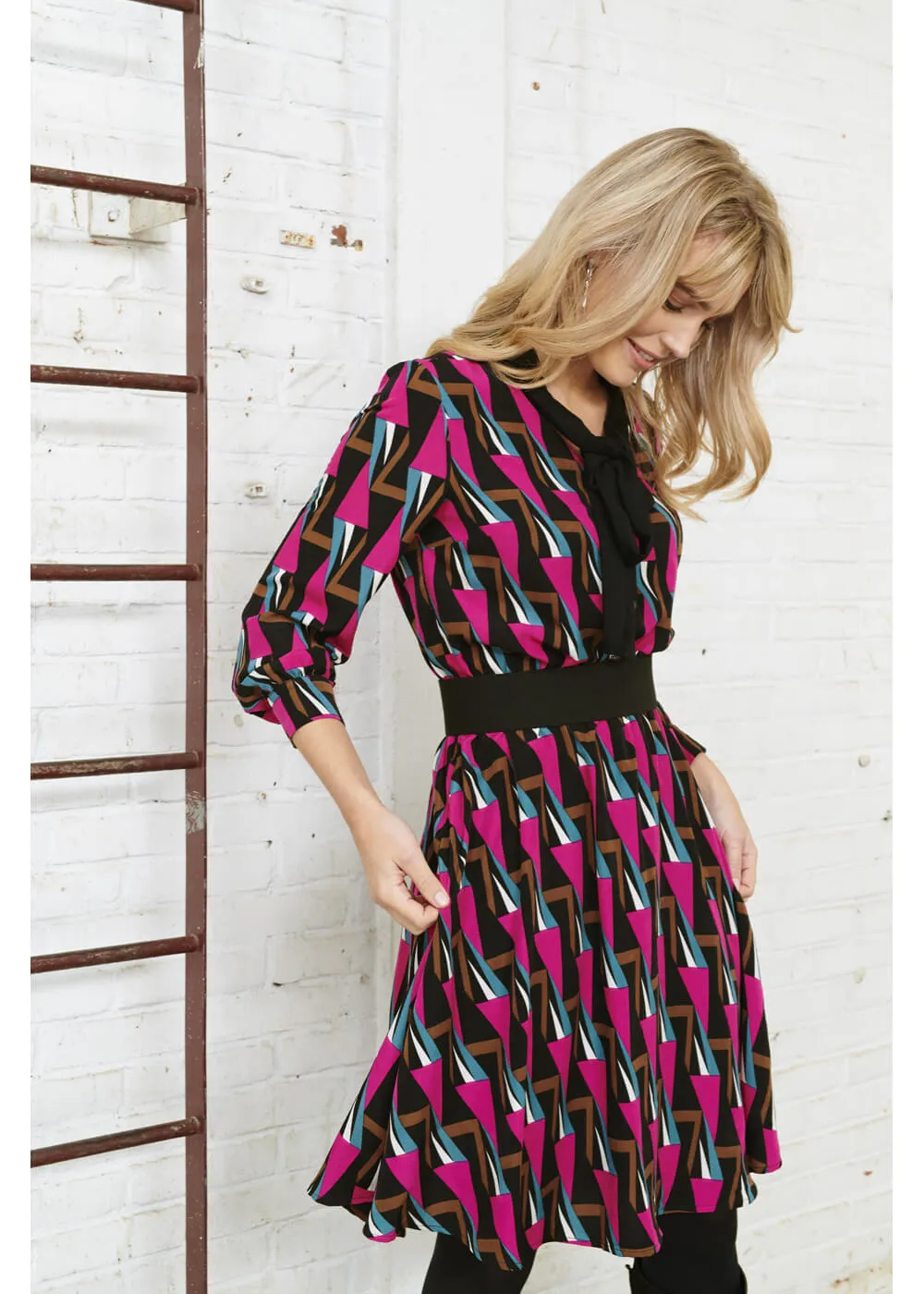 Smashed Lemon Arcade 60's A-Line Dress Pink