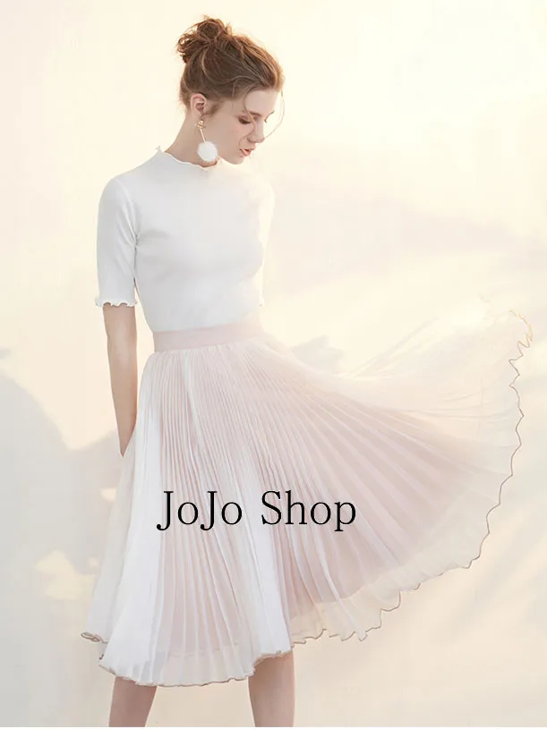 Soft Pink Pleated Skirt